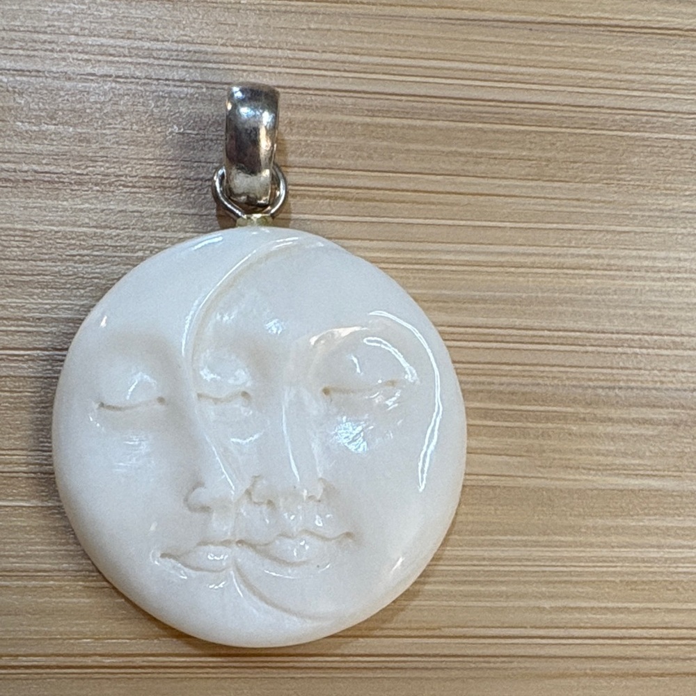 Vintage white enamel moon face‎